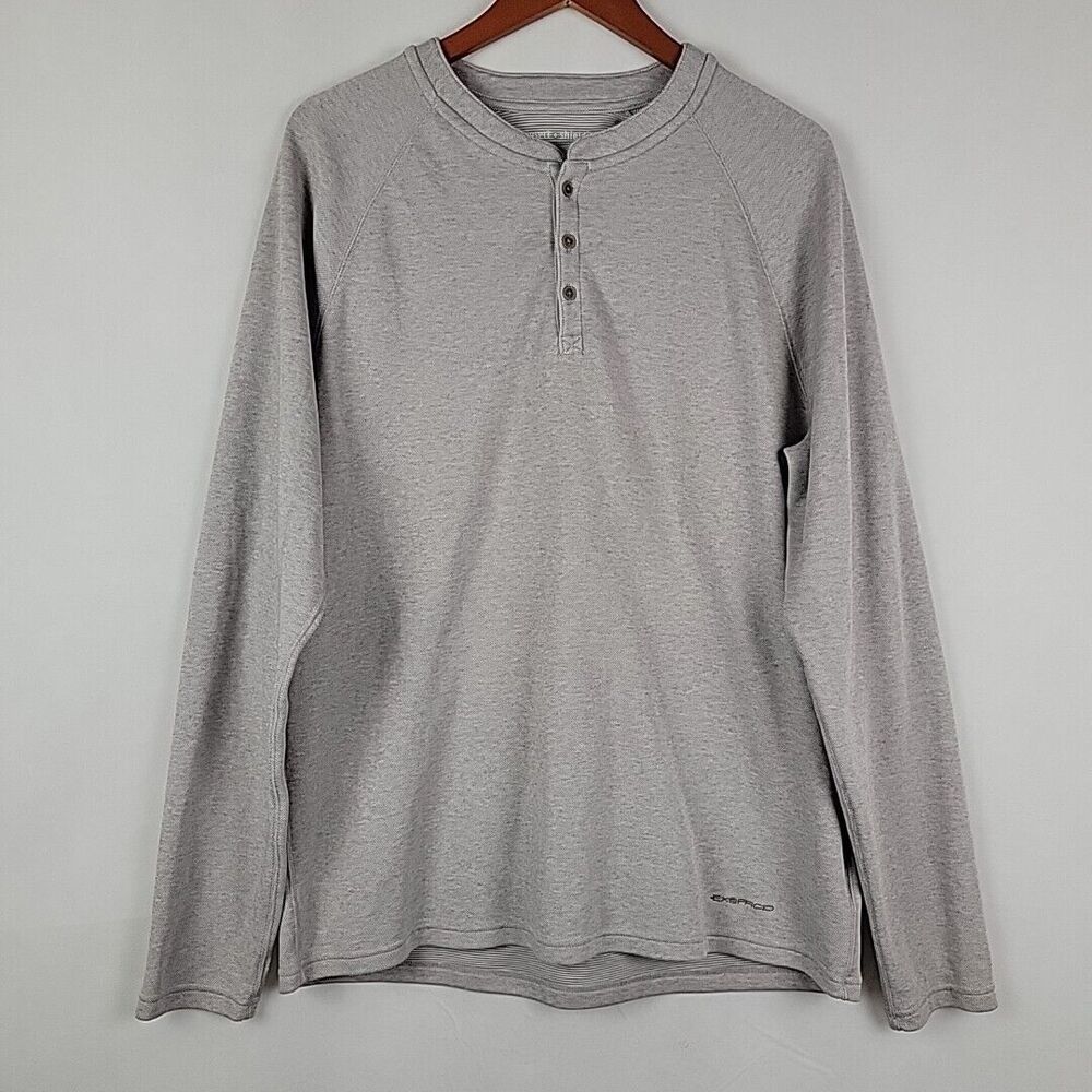 Exofficio Insect Shield Henley Shirt Mens XL Oatmeal Long Sleeve Outdoor Camping